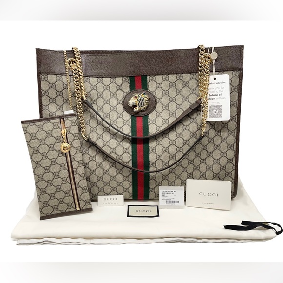 Gucci GG Supreme Large Rajah Tote and Purse Pouch - Picture 2 of 10